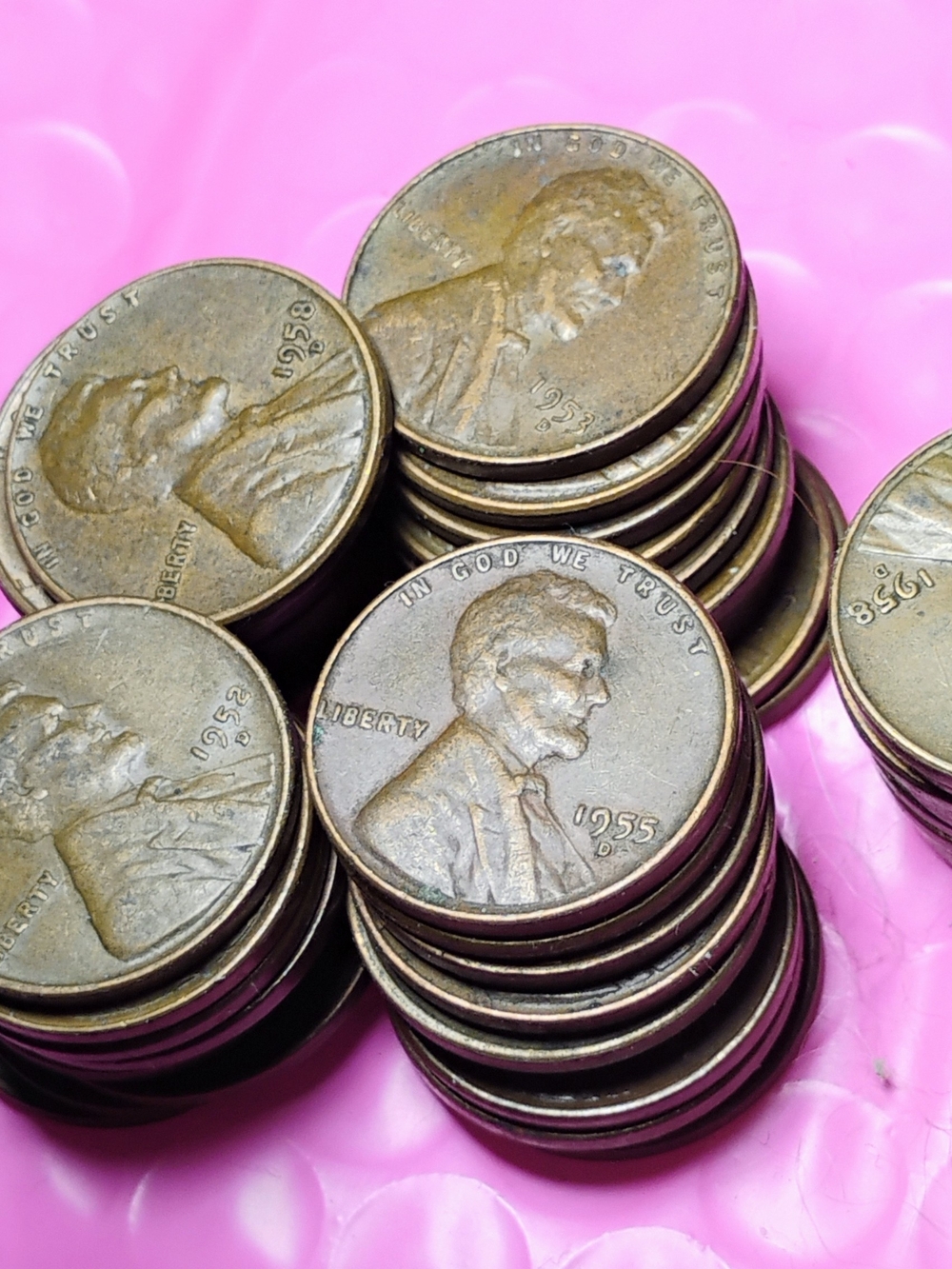 50 Vintage Lincoln Wheat Pennies  Copper COINS Mostly 1950s Some Duplicate